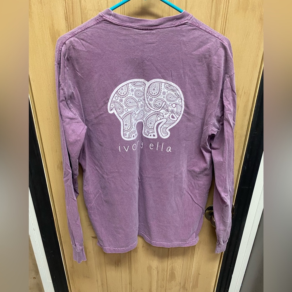 Ivory Ella purple elephant long sleeve tee medium